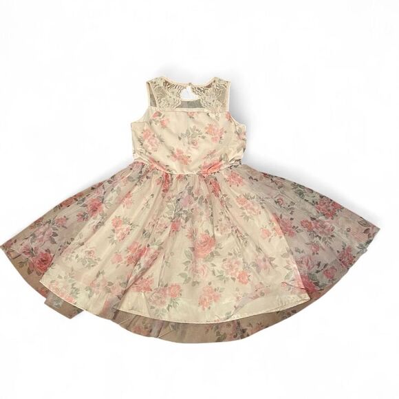 Zenzii Girls Dress - size XL 14/16 pink flowers lace poofy full sleeveless - Picture 2 of 8